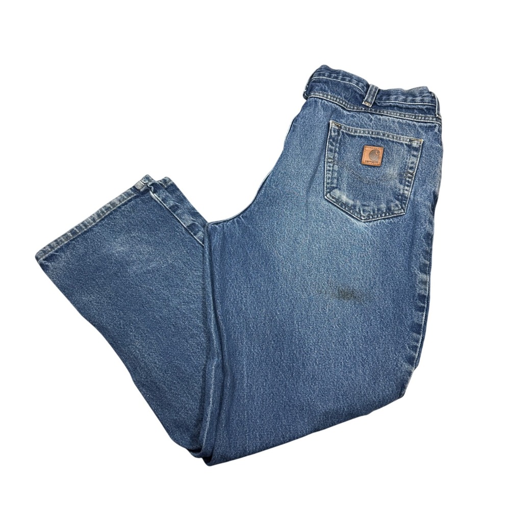 Carhartt Relaxed Fit Jeans Mens 38x32 Blue Denim Straight Leg Workwear 381-83